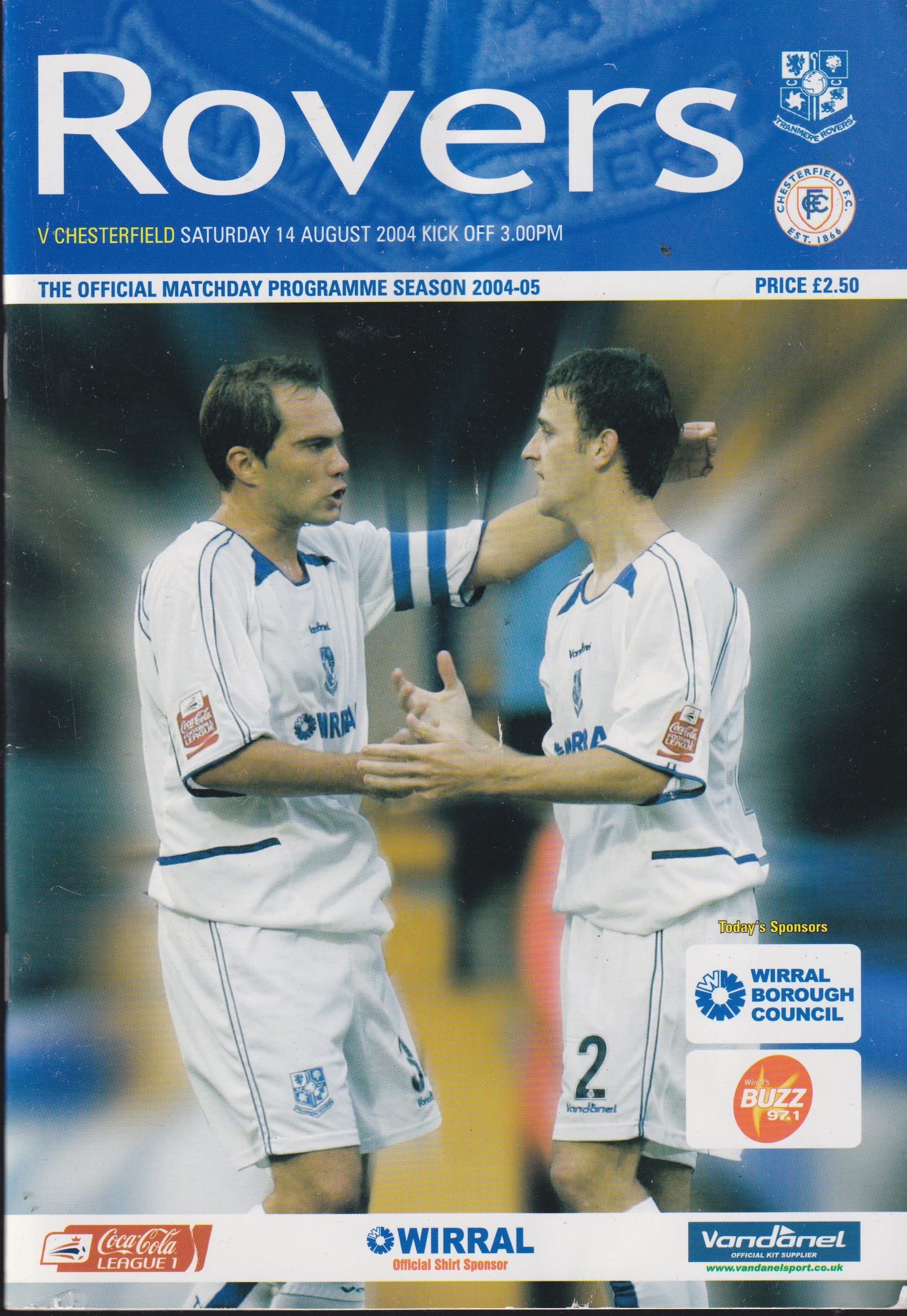 Tranmere Rovers v Chesterfield match programme
